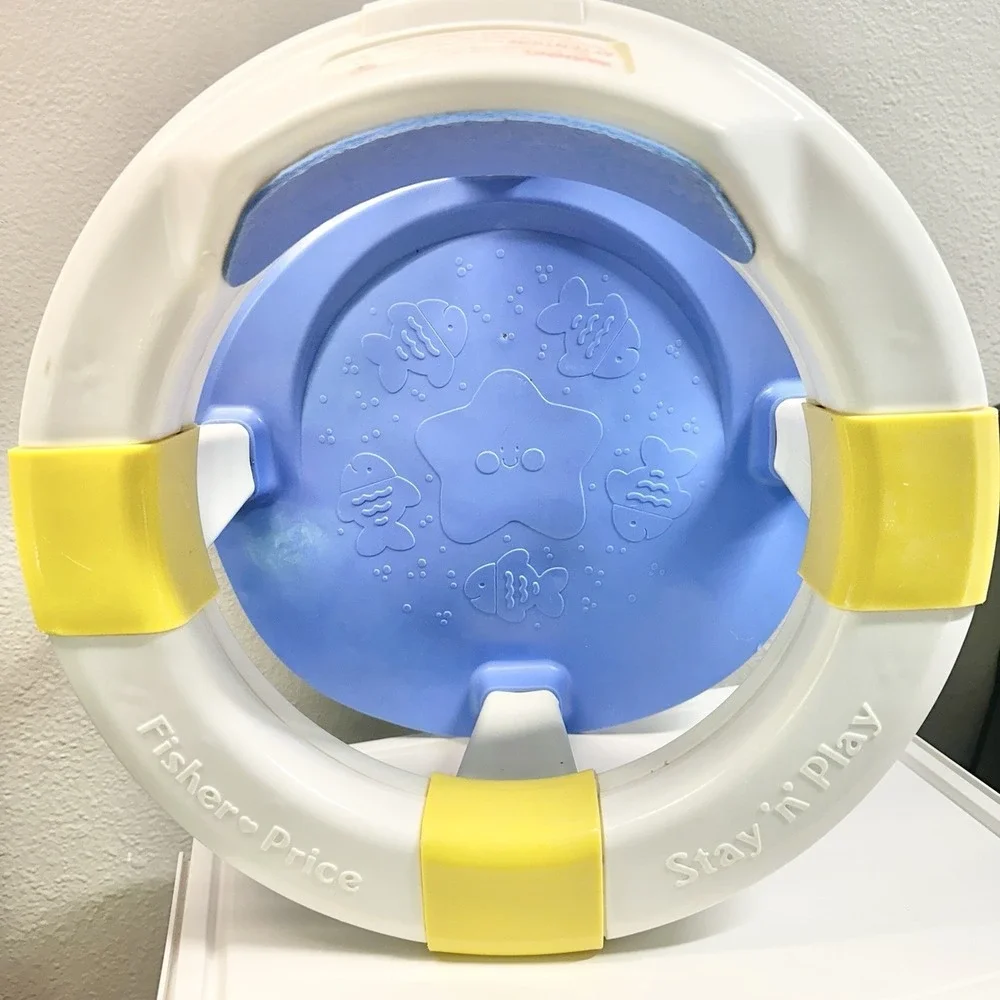 Vtg 93 Fisher Price Stay n Play Bath Seat Ring Blue White 9227 HTF *Please Read